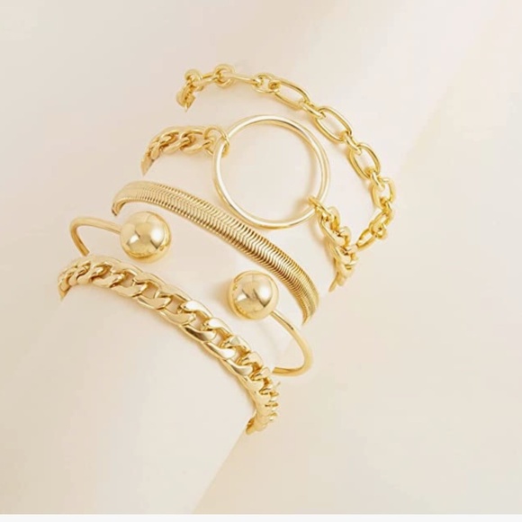 Gold Bracelets For Women Trendy Chunky Chain Bracelets Stackable Snake Chain 14K - Picture 1 of 6